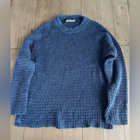 Jacquemus flax cotton blend navy blue sweater - Picture 1 of 5